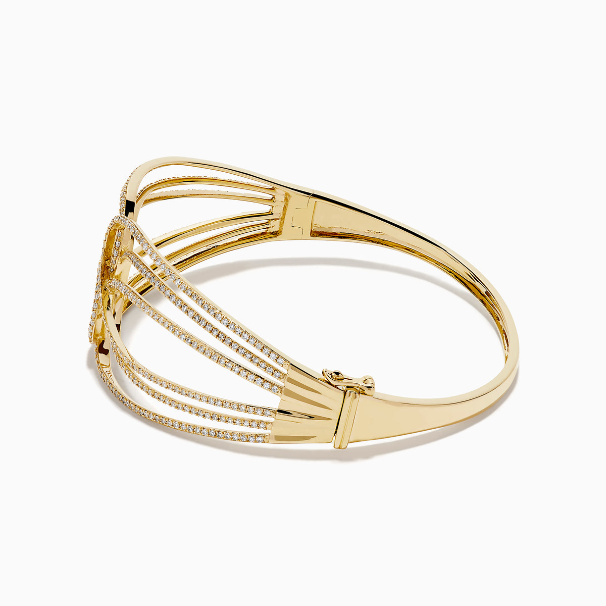 14K Yellow Gold Diamond Openwork Pave Wave Bangle