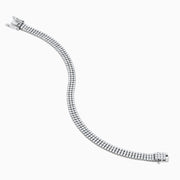 The 14K White Gold 3-Row Diamond Pave Bracelet showcases sparkling round diamonds in a symmetrical, elegant design, displayed against a white background.