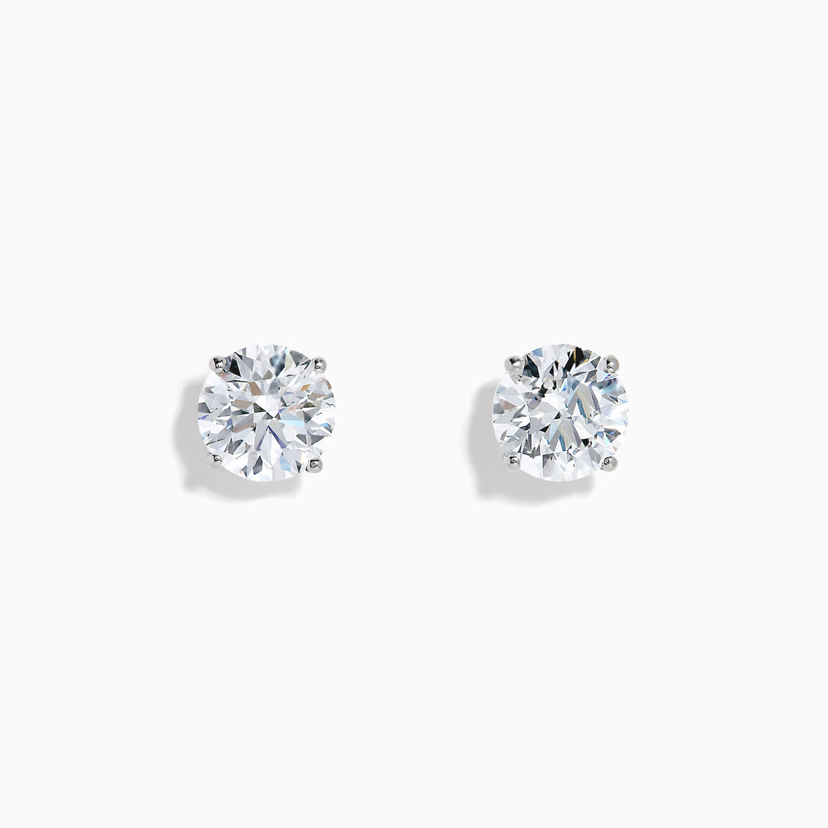 Lab Grown Diamond 4.00ct Stud Earrings in 14K White Gold, featuring round, clear stones set in classic prongs and shown against a white background.