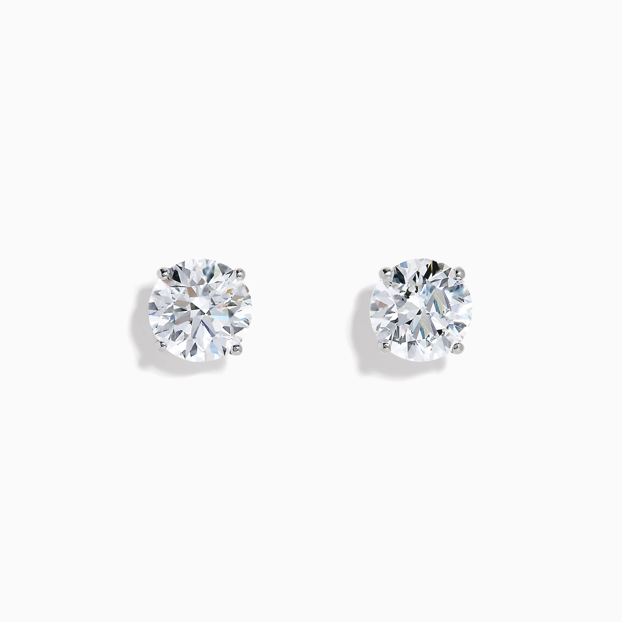 Lab Grown Diamond 4.00ct Stud Earrings in 14K White Gold, featuring round, clear stones set in classic prongs and shown against a white background.