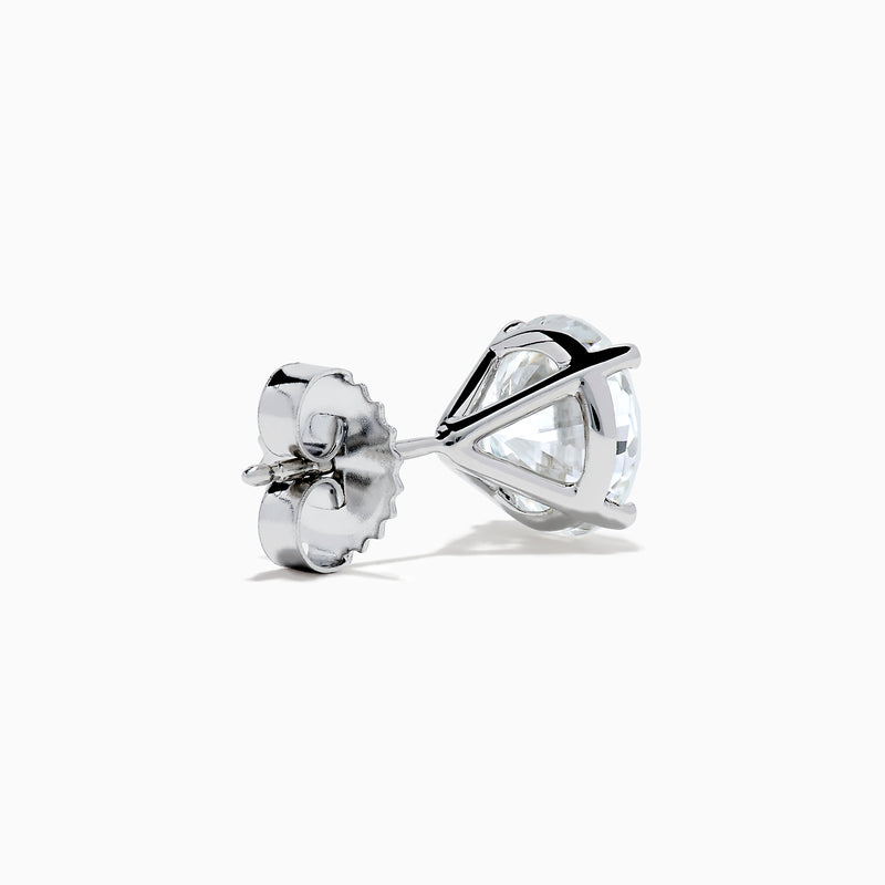 Lab Grown Diamond 4.00ct Stud Earrings in 14K White Gold, featuring round, clear stones set in classic prongs and shown against a white background.
