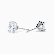 Lab Grown Diamond 4.00ct Stud Earrings in 14K White Gold, featuring round, clear stones set in classic prongs and shown against a white background.