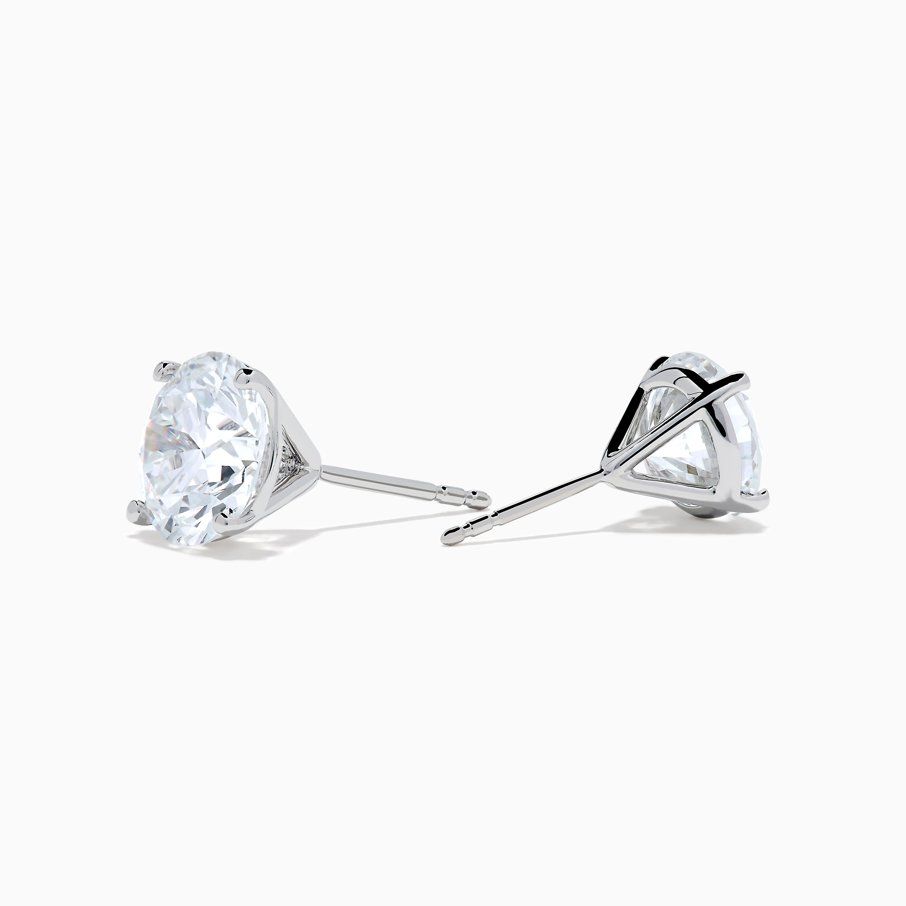 Lab Grown Diamond 4.00ct Stud Earrings in 14K White Gold, featuring round, clear stones set in classic prongs and shown against a white background.