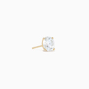 The Lab Grown Round Diamond 4.00ct Glam Stud Earrings in 14K Yellow Gold are shown with clear round diamonds set in yellow gold prongs on a plain white background.