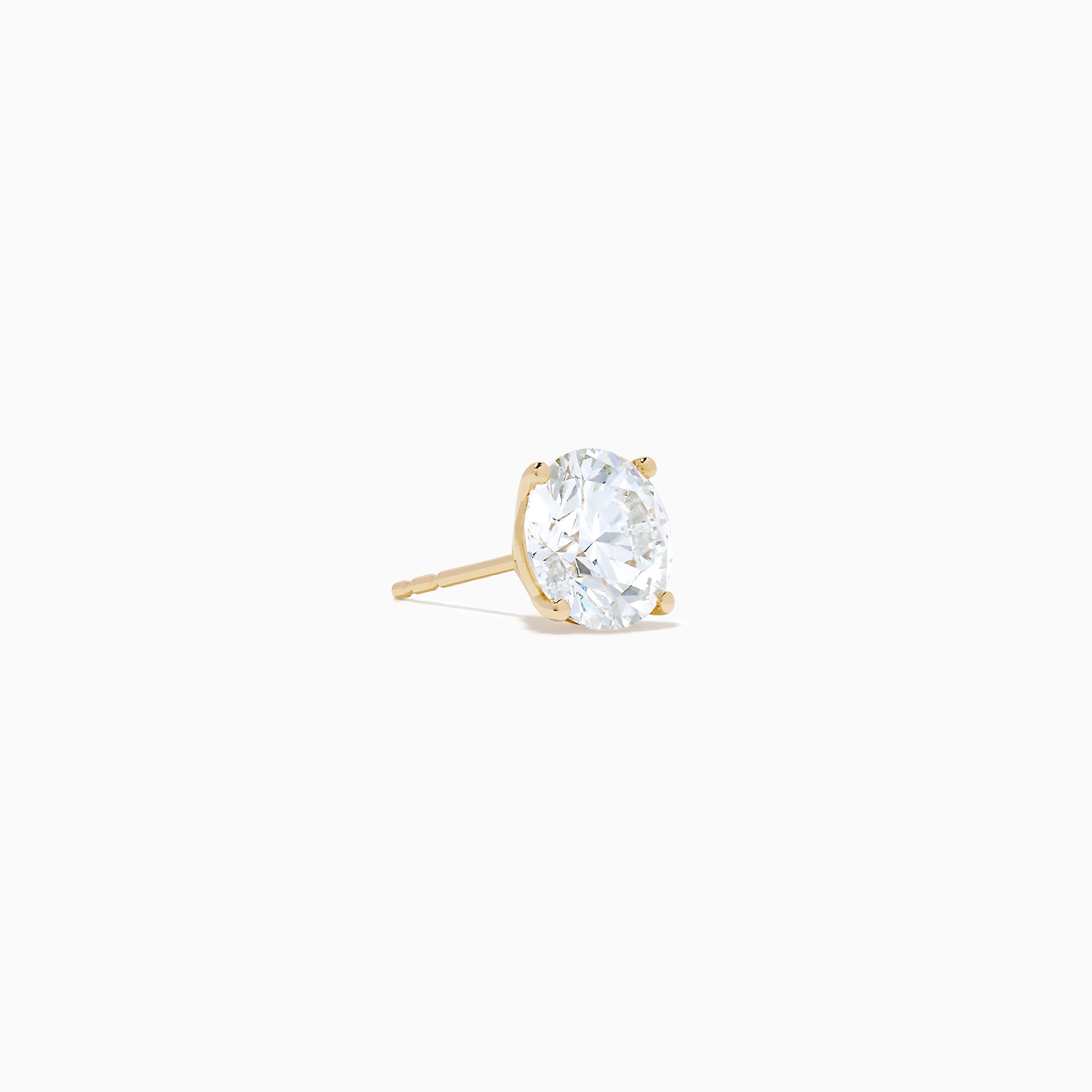 The Lab Grown Round Diamond 4.00ct Glam Stud Earrings in 14K Yellow Gold are shown with clear round diamonds set in yellow gold prongs on a plain white background.