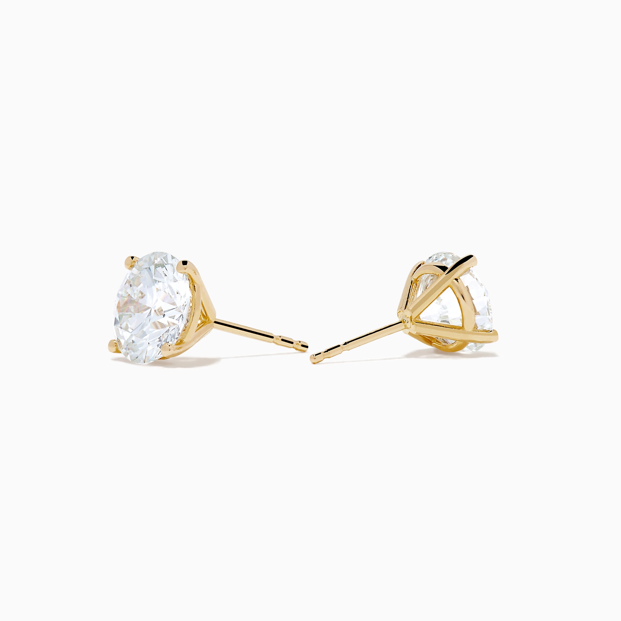 The Lab Grown Round Diamond 4.00ct Glam Stud Earrings in 14K Yellow Gold are shown with clear round diamonds set in yellow gold prongs on a plain white background.