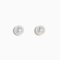 The 15K Yellow Gold Cultured Akoya Pearl Stud Earrings are shown on a plain white background.