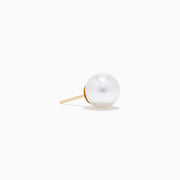 The 15K Yellow Gold Cultured Akoya Pearl Stud Earrings are shown on a plain white background.