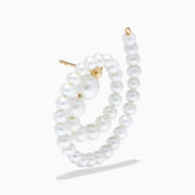 The 14K Yellow Gold Freshwater Pearl Spiral Earrings feature small freshwater pearls and gold accents, displayed on a white background.