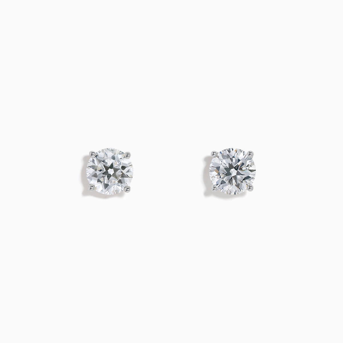 The Star Lab Grown Diamond Stud Earrings in 18K White Gold feature round lab diamonds in classic prong settings, elegantly displayed against a plain white background.