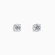The Star Lab Grown Diamond Stud Earrings in 18K White Gold feature round lab diamonds in classic prong settings, elegantly displayed against a plain white background.