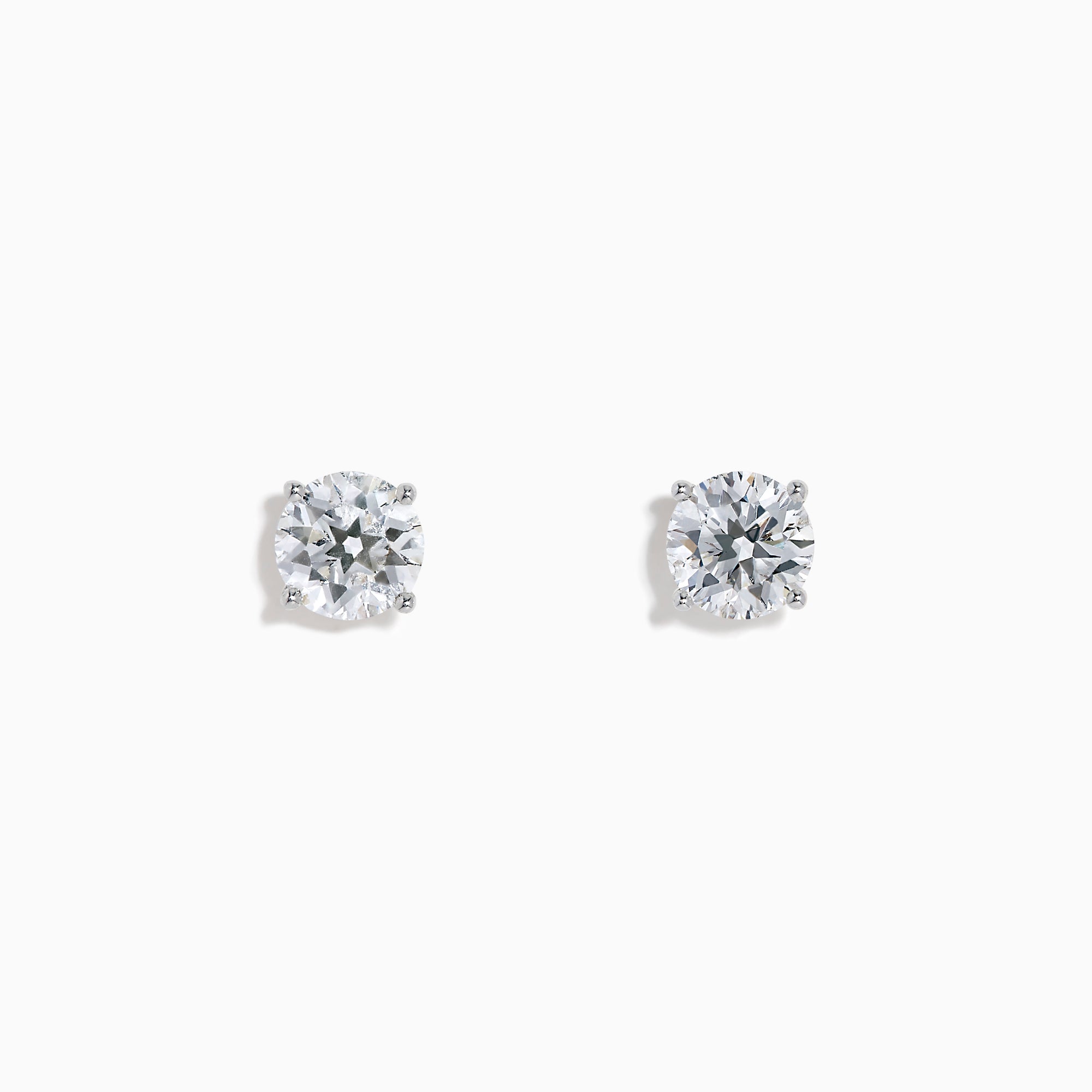 The Star Lab Grown Diamond Stud Earrings in 18K White Gold feature round lab diamonds in classic prong settings, elegantly displayed against a plain white background.