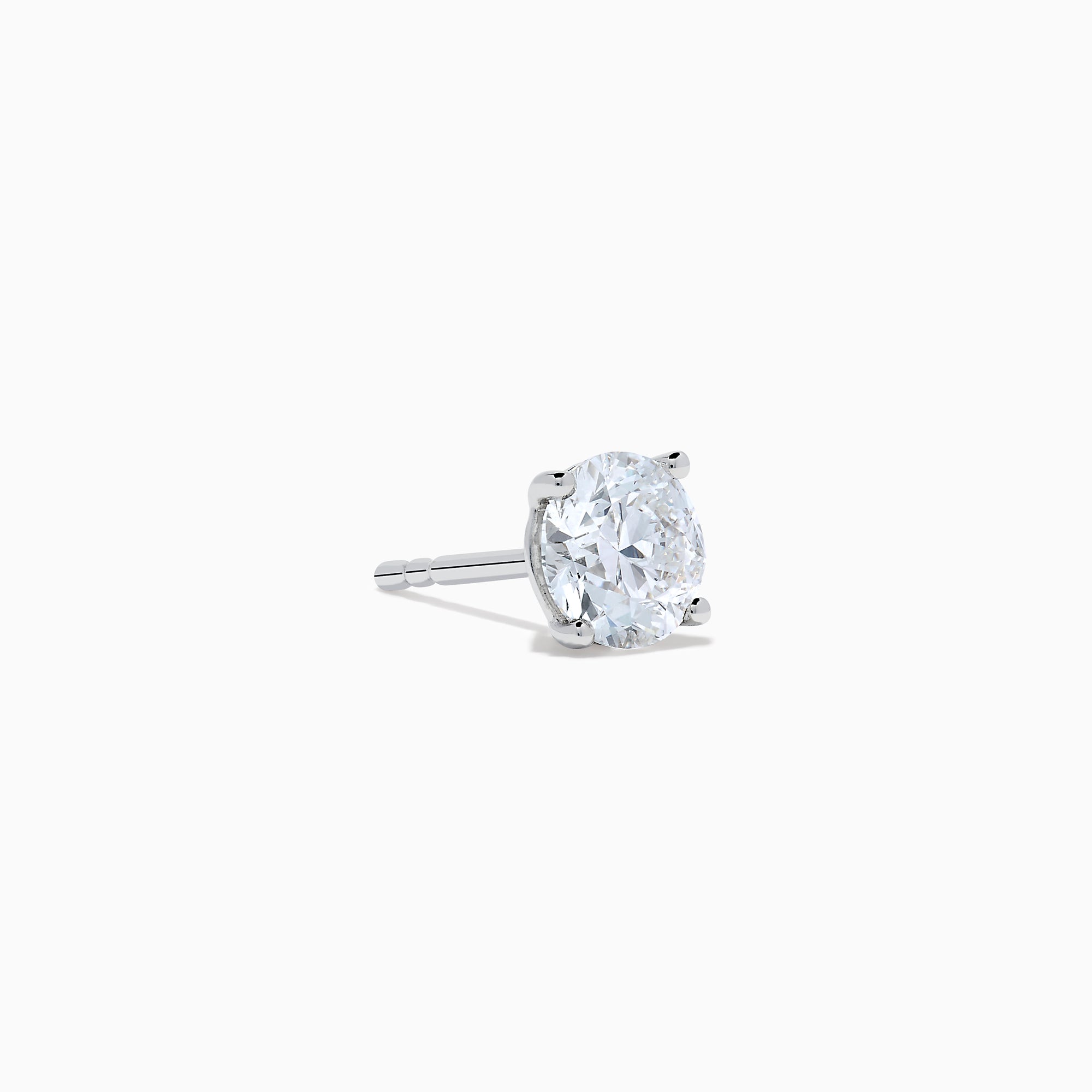 The Star Lab Grown Diamond Stud Earrings in 18K White Gold feature round lab diamonds in classic prong settings, elegantly displayed against a plain white background.
