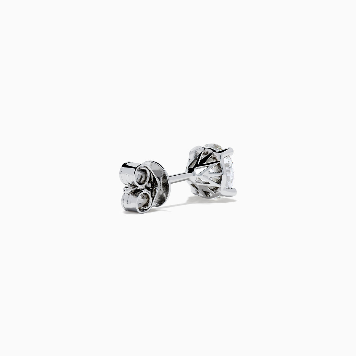The Star Lab Grown Diamond Stud Earrings in 18K White Gold feature round lab diamonds in classic prong settings, elegantly displayed against a plain white background.
