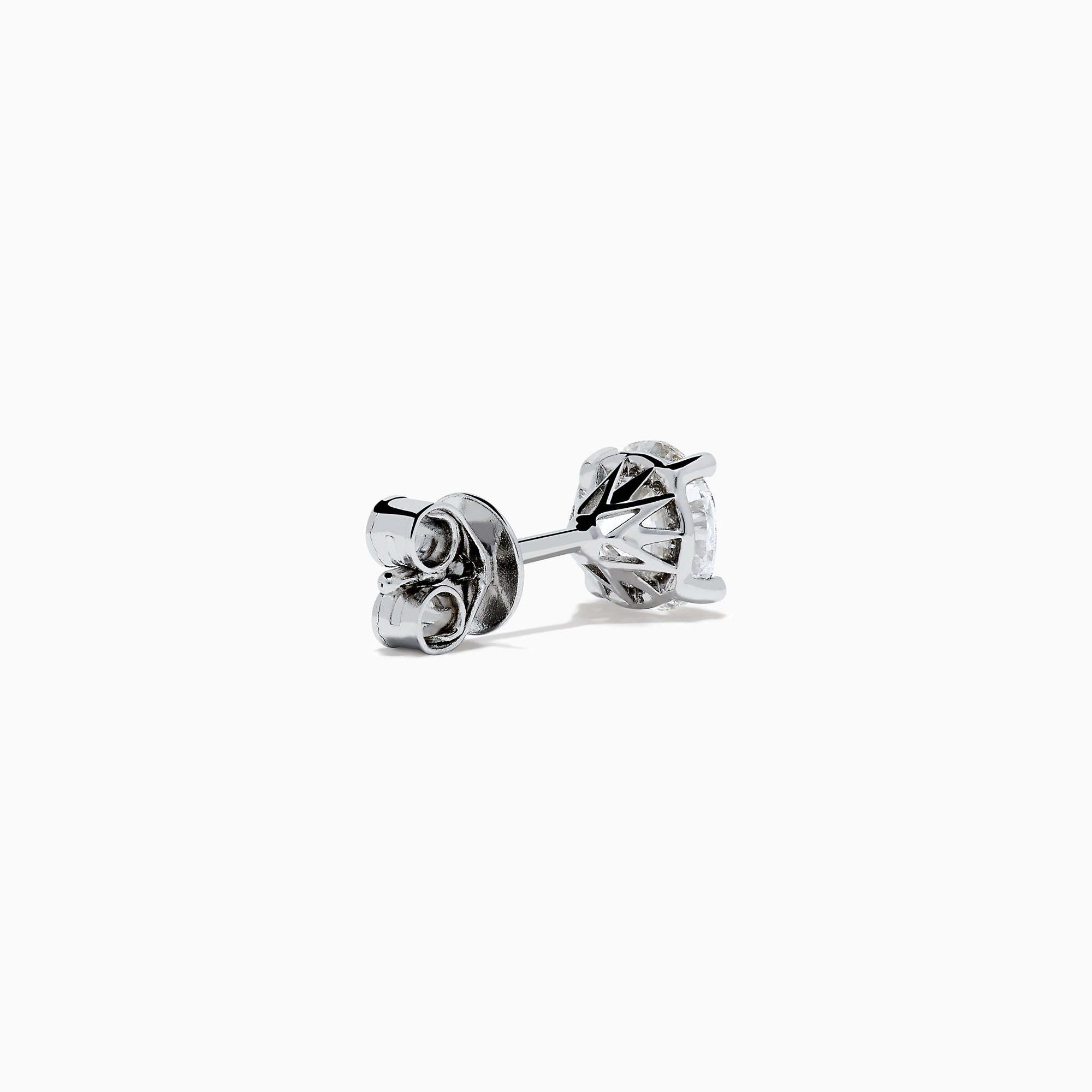 The Star Lab Grown Diamond Stud Earrings in 18K White Gold feature round lab diamonds in classic prong settings, elegantly displayed against a plain white background.