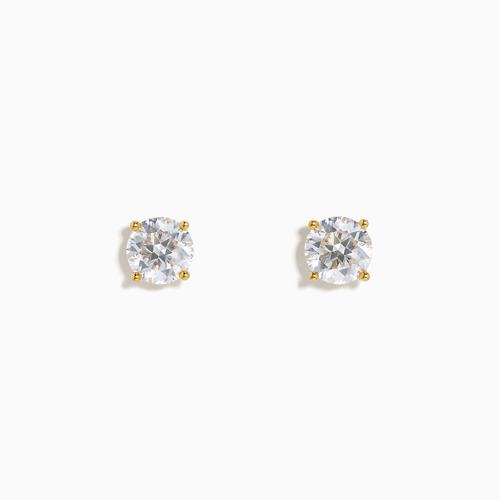 The Star Lab Grown Diamond Stud Earrings in 18K Yellow Gold feature round lab diamonds set in yellow gold prongs, shown against a plain white background.