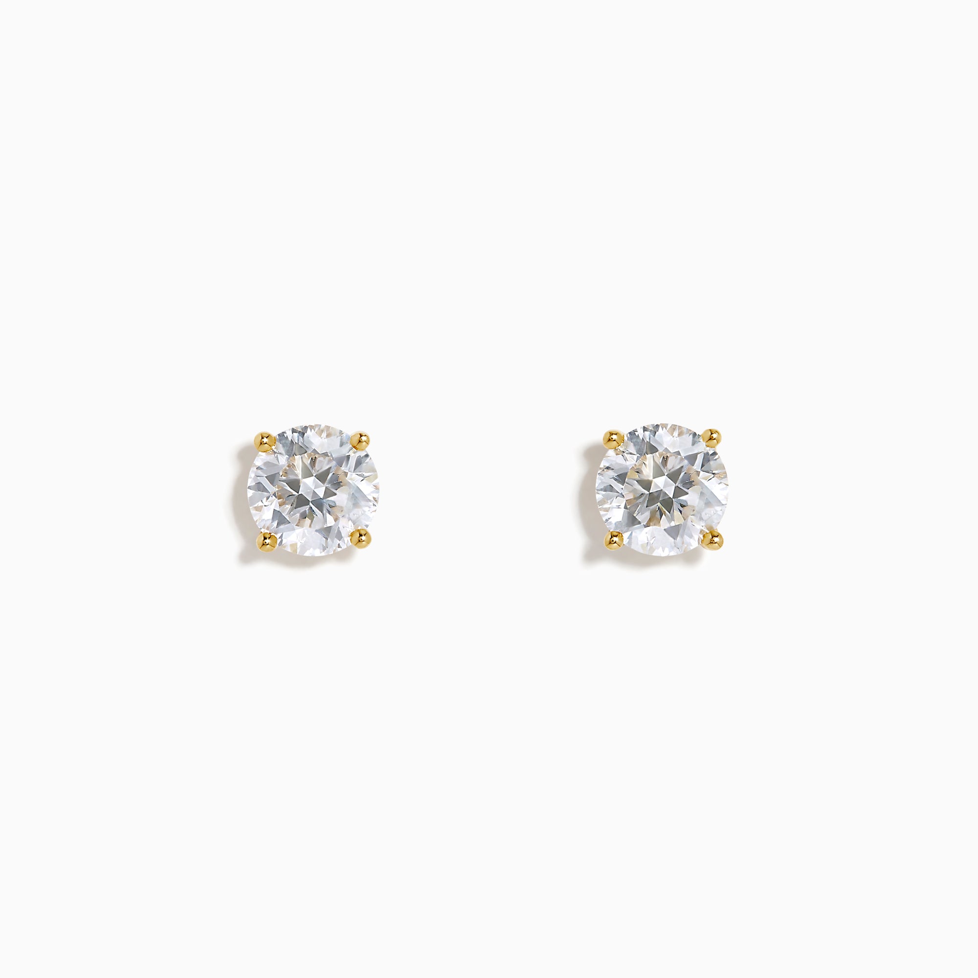 The Star Lab Grown Diamond Stud Earrings in 18K Yellow Gold feature round lab diamonds set in yellow gold prongs, shown against a plain white background.