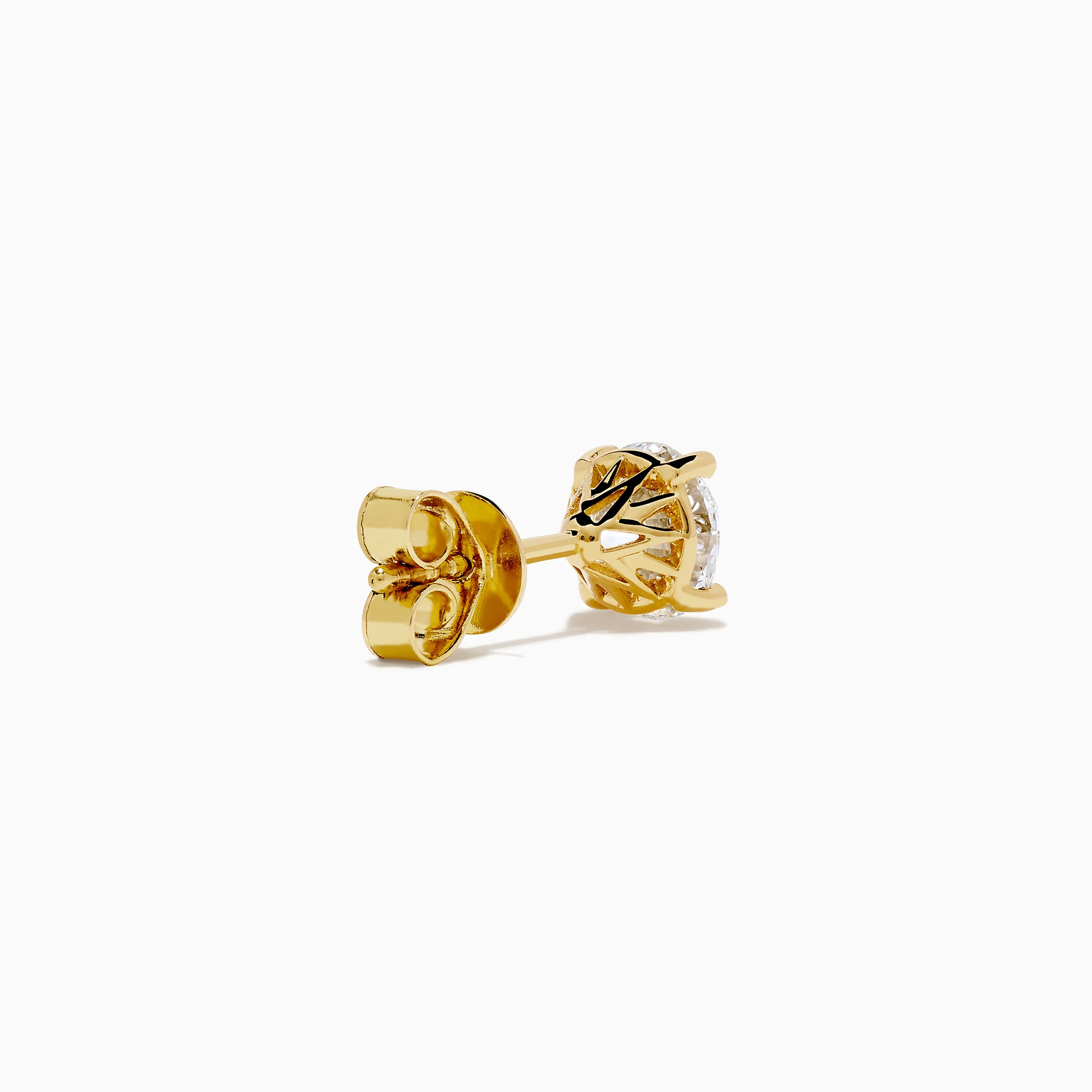 The Star Lab Grown Diamond Stud Earrings in 18K Yellow Gold feature round lab diamonds set in yellow gold prongs, shown against a plain white background.