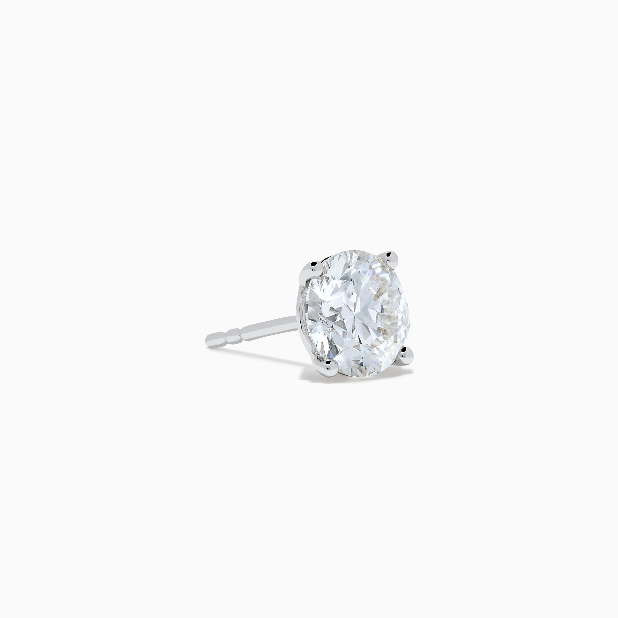 The Star Lab Grown Diamond Stud Earrings feature round, clear lab diamonds set in elegant four-prong 18K white gold settings, shown on a white background.