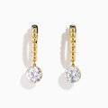 Star Lab Grown Diamond Beaded Hoop Solitaire Drop Earrings in 18K Yellow Gold, each featuring a solitaire diamond drop and beaded texture, beautifully displayed on a white background—perfect as timeless statement earrings.