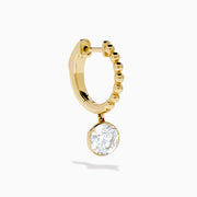 Star Lab Grown Diamond Beaded Hoop Solitaire Drop Earrings in 18K Yellow Gold, each featuring a solitaire diamond drop and beaded texture, beautifully displayed on a white background—perfect as timeless statement earrings.