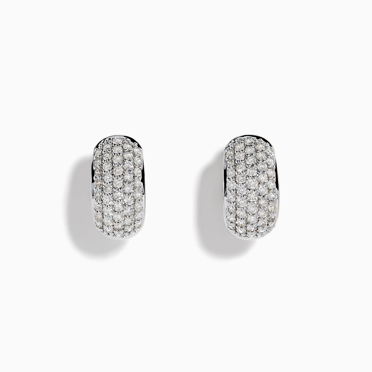 The 14K White Gold Multi Row Pave Diamond Chunky Hoop Earrings feature multiple rows of sparkling diamonds set in bold white gold hoops, shown against a white background.