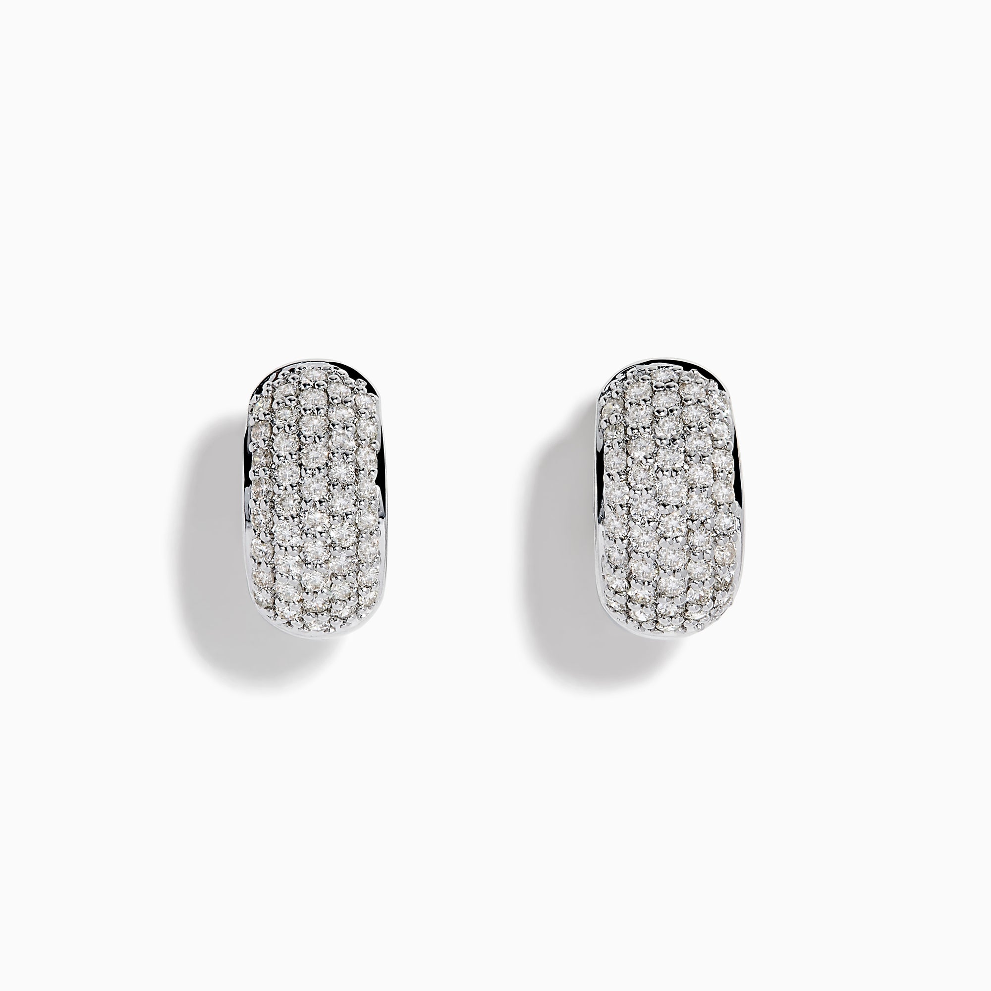 The 14K White Gold Multi Row Pave Diamond Chunky Hoop Earrings feature multiple rows of sparkling diamonds set in bold white gold hoops, shown against a white background.