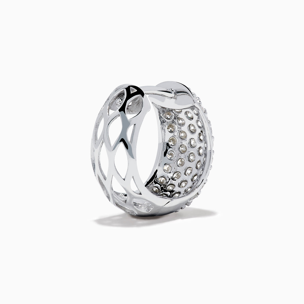 The 14K White Gold Multi Row Pave Diamond Chunky Hoop Earrings feature multiple rows of sparkling diamonds set in bold white gold hoops, shown against a white background.