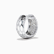 The 14K White Gold Multi Row Pave Diamond Chunky Hoop Earrings feature multiple rows of sparkling diamonds set in bold white gold hoops, shown against a white background.