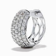 The 14K White Gold Multi Row Pave Diamond Chunky Hoop Earrings feature multiple rows of sparkling diamonds set in bold white gold hoops, shown against a white background.