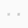 A pair of 14K White Gold Princess Cut Diamond Solitaire Stud Earrings, 0.49 TCW, are displayed on a plain white background.