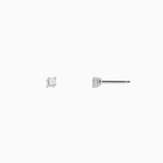 A pair of 14K White Gold Princess Cut Diamond Solitaire Stud Earrings, 0.14 TCW, set with simple metal prongs and shown on a plain white background.