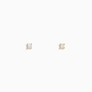14K yellow gold princess cut diamond solitaire stud earrings (0.14 TCW) displayed on a plain white background.