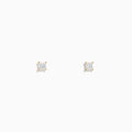 A pair of 14K Yellow Gold Diamond Solitaire Stud Earrings, 0.25 TCW, features square-cut stones in gold prongs and is shown against a plain white background.