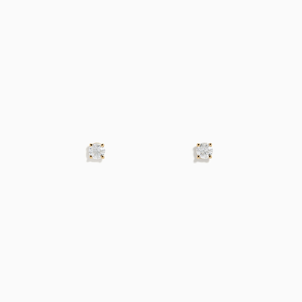 A pair of 14K Yellow Gold Diamond Solitaire Stud Earrings, 0.15 TCW, featuring small round diamonds in classic prong settings, displayed on a plain white background.