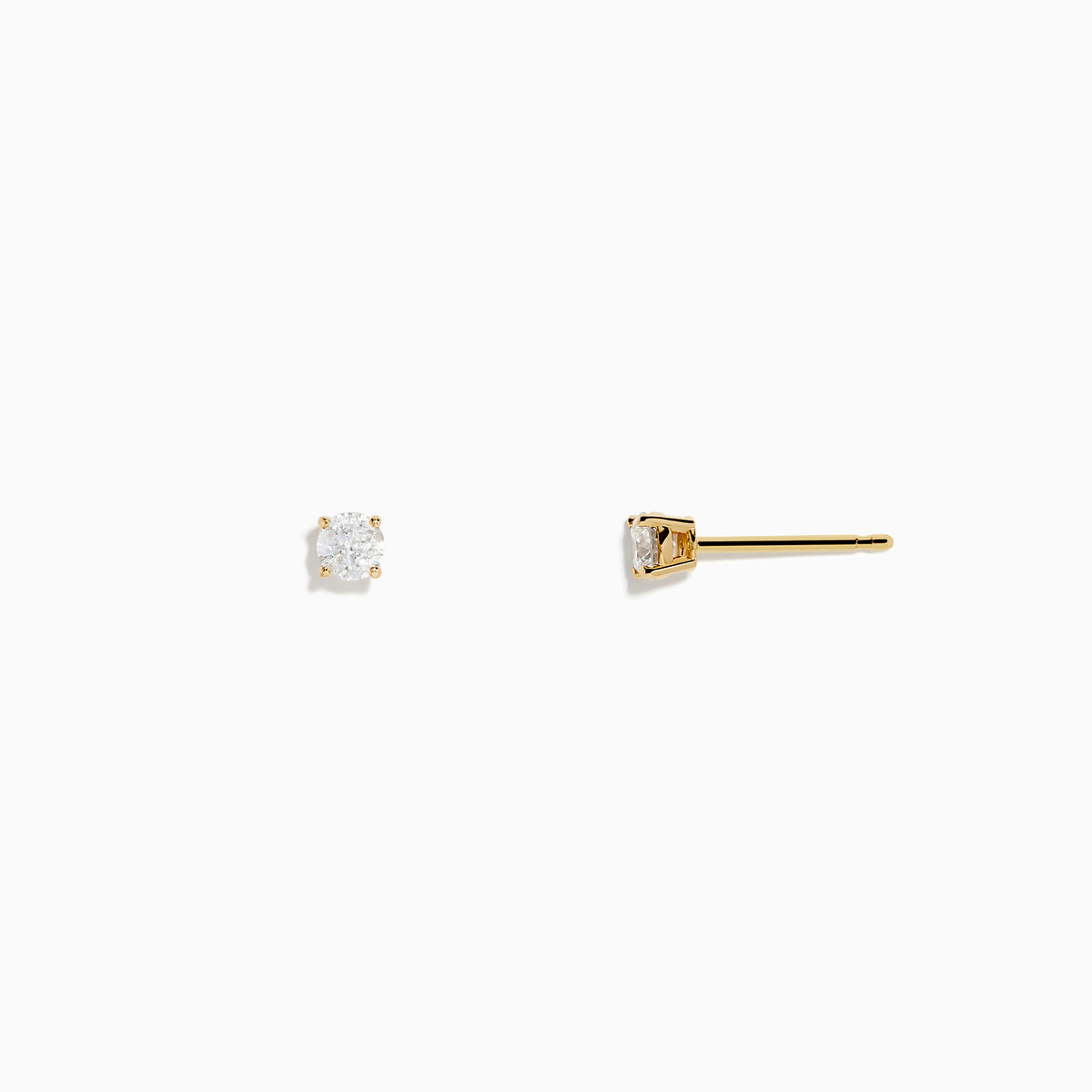 A pair of 14K Yellow Gold Diamond Solitaire Stud Earrings, 0.25 TCW, shown against a plain white background.