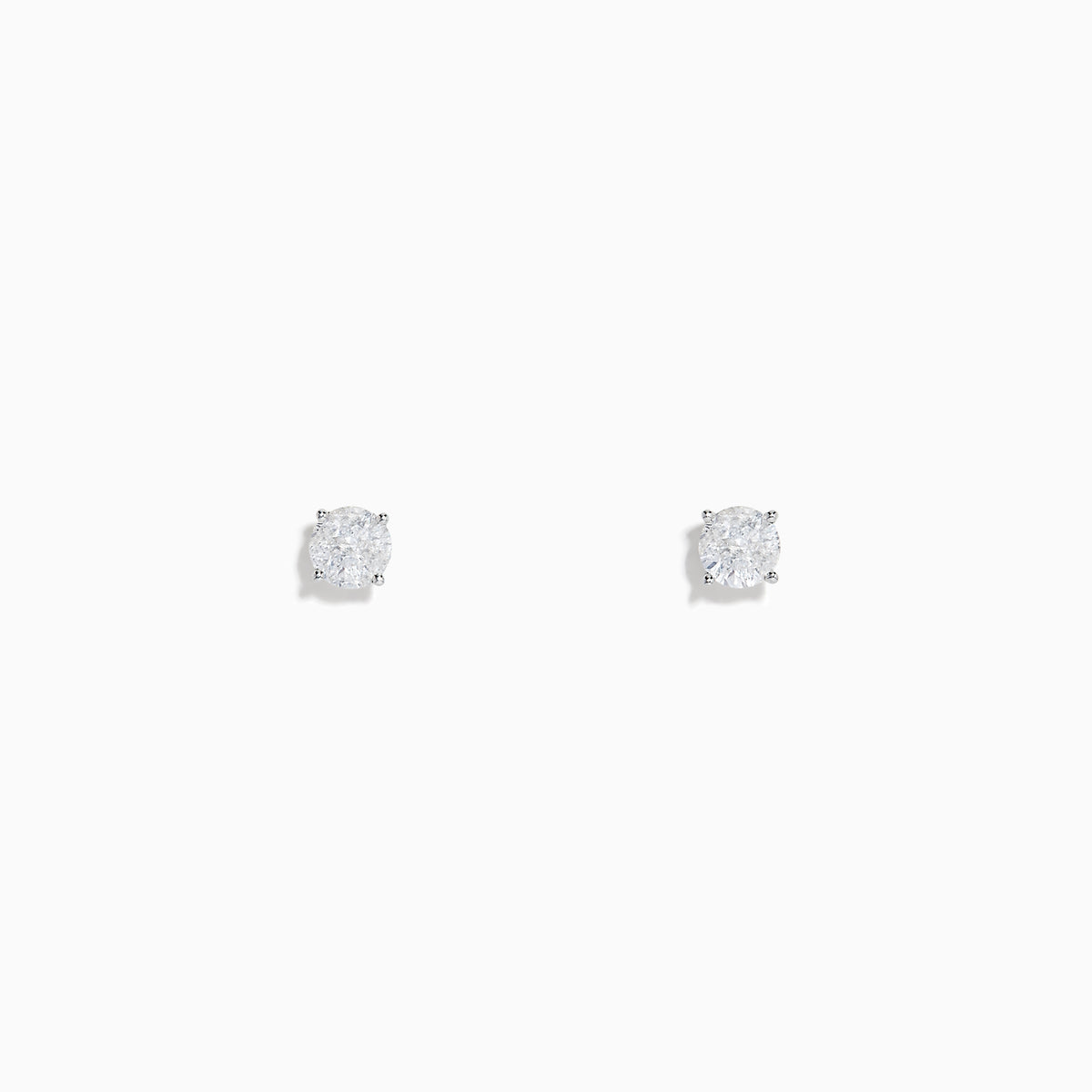 14K White Gold Diamond Solitaire Stud Earrings, 0.50 TCW—elegant prong-set round diamond studs on a white gold setting.