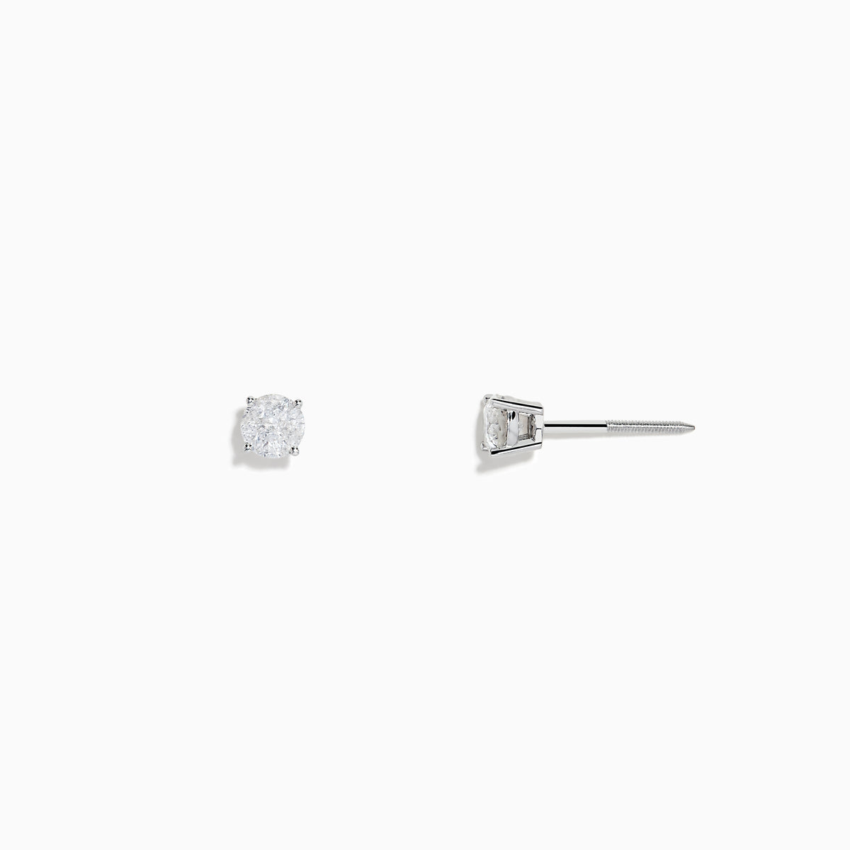 14K White Gold Diamond Solitaire Stud Earrings, 0.50 TCW—elegant prong-set round diamond studs on a white gold setting.