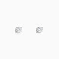 The 14K White Gold Diamond Solitaire Stud Earrings, 1.0 TCW, feature round diamonds in silver prongs and are shown on a plain white background.