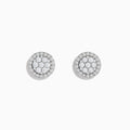 The Bouquet 14K White Diamond Cluster Stud Earrings (0.95TCW) showcase sparkling diamonds set in concentric circles on a white gold base, elegantly displayed against a plain white background.