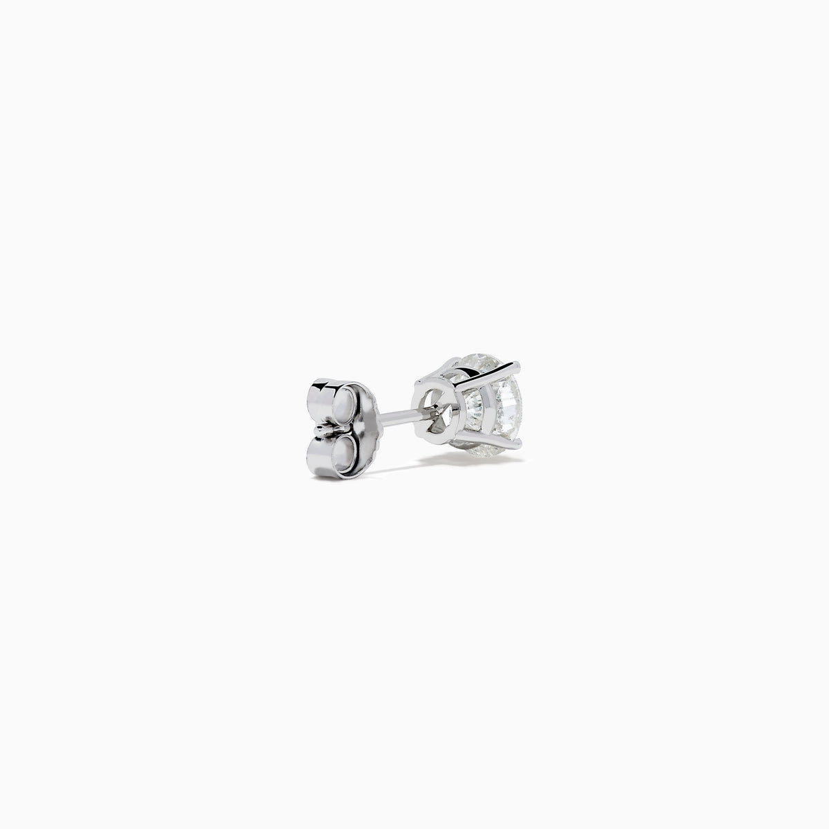 The 14K White Gold 1.18ct Brilliant Round Diamond Solitaire Stud Earrings feature sparkling diamonds in classic prong settings, showcased on a simple white background.