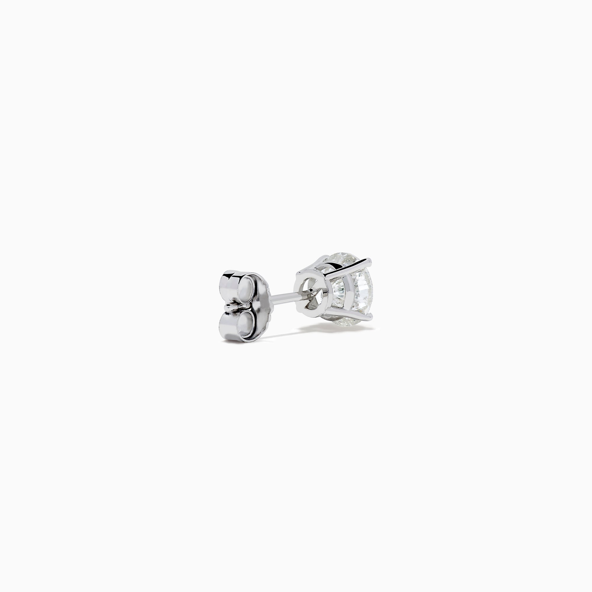 The 14K White Gold 1.18ct Brilliant Round Diamond Solitaire Stud Earrings feature sparkling diamonds in classic prong settings, showcased on a simple white background.