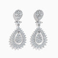 Make a statement on any occasion with the Pave Classica 14K White Gold French Clip Diamond Statement Drop Earrings, featuring a teardrop shape, layered design, and brilliant diamond clusters totaling 3.28 TCW.