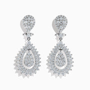 Make a statement on any occasion with the Pave Classica 14K White Gold French Clip Diamond Statement Drop Earrings, featuring a teardrop shape, layered design, and brilliant diamond clusters totaling 3.28 TCW.