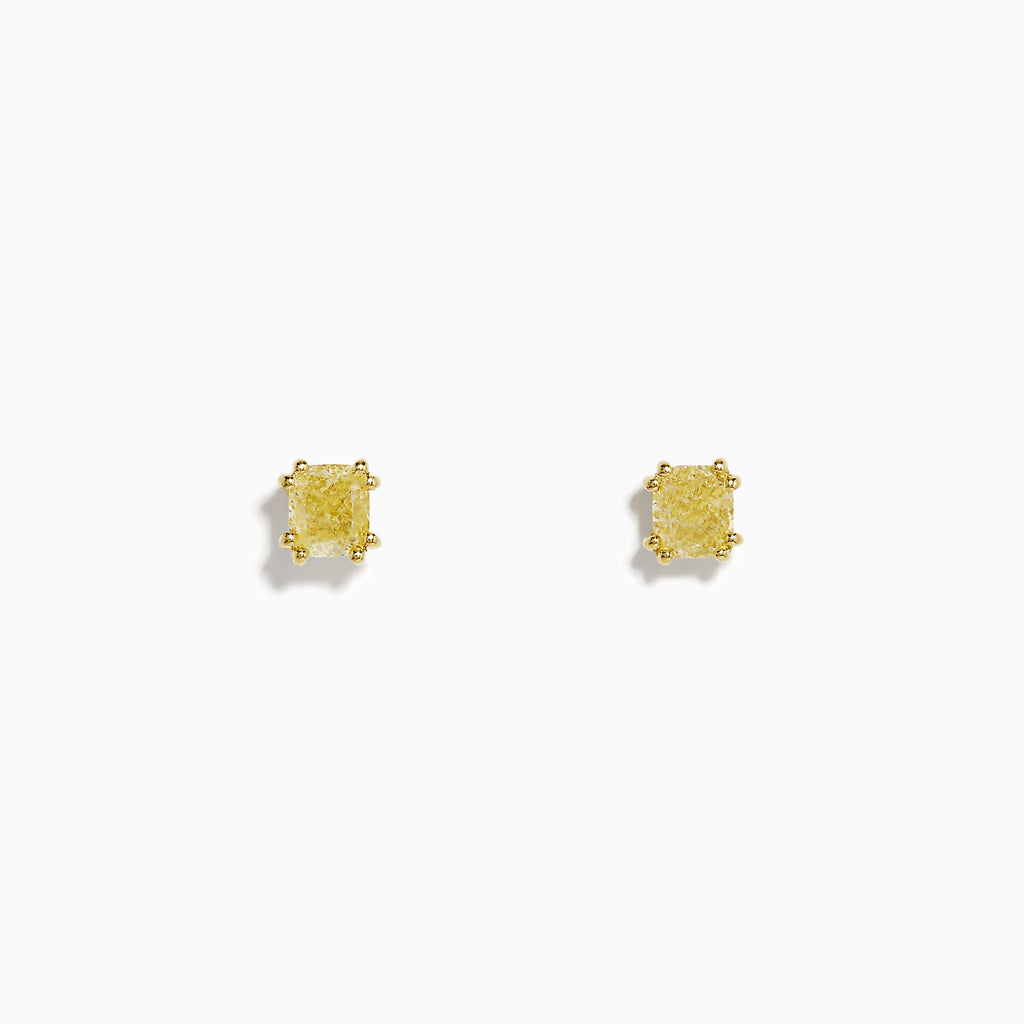 Effy Canare 18k Yellow Gold Cushion Cut Yellow Diamond Stud Earrings