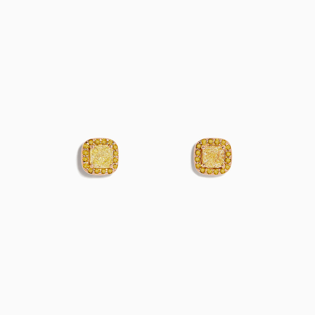 Effy 14K Rose Gold Yellow Diamond Stud Earrings
