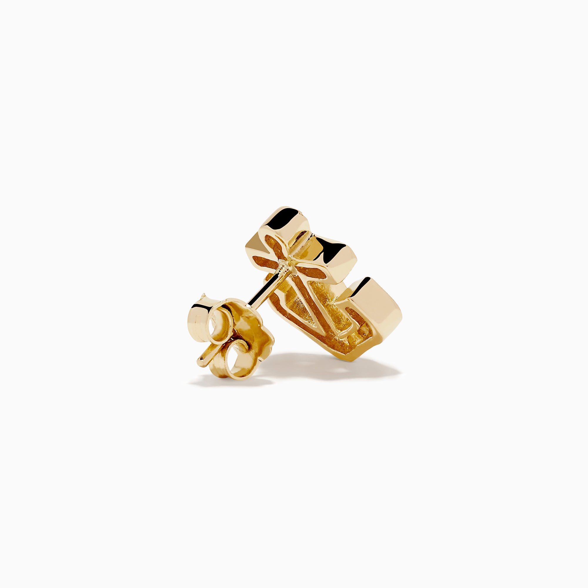 14K Yellow Gold Diamond Anchor Stud Earrings