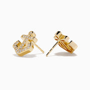 14K Yellow Gold Diamond Anchor Stud Earrings