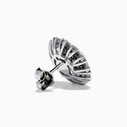 The 14K White Gold Diamond Firework Stud Earrings are shown against a white background, each featuring multiple sparkling diamonds set in a round, starburst-inspired floral cluster.