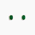 The Brasilica 14K Yellow Gold Emerald Stud Earrings feature oval-shaped emeralds set in yellow gold prongs, shown against a plain white background.
